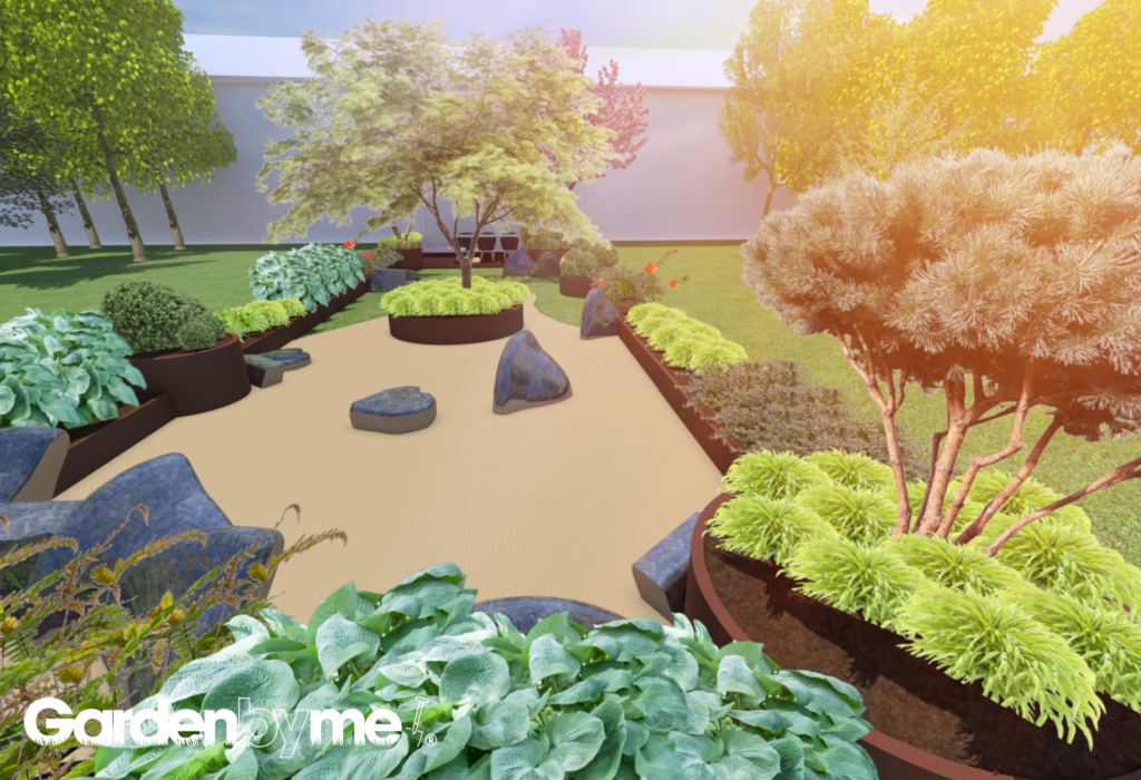 3D tuinontwerp Japanse stijl tuin